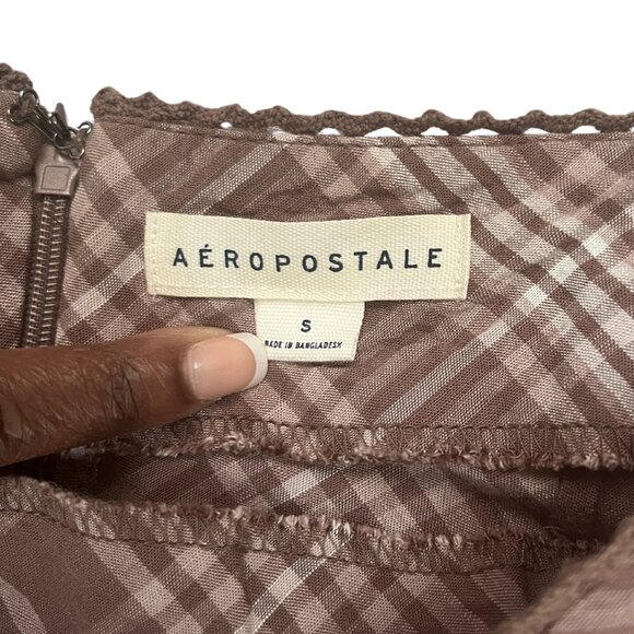 Aeropostale Y2K Brown Plaid Knee Length Skirt Women’s Sz Small Preppy Academia - Picture 2 of 14